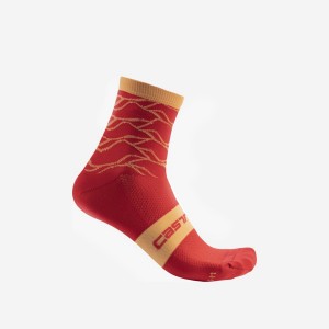 Calcetines Castelli CLIMBER'S 3.0 12 CM Mujer Naranjas | 9603-IQFDV