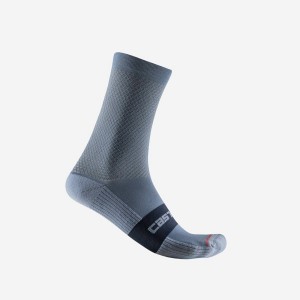 Calcetines Castelli ESPRESSO 15 Hombre Gris Claro Azules | 6405-RXNCQ