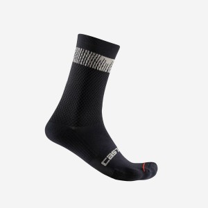 Calcetines Castelli UNLIMITED 18 Hombre Negras Plateadas | 5371-YHNSU