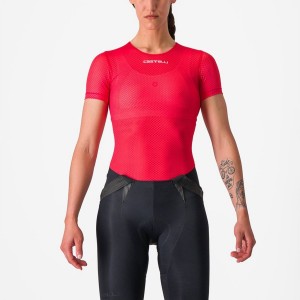 Capa Base Castelli PRO MESH W SHORT SLEEVE Mujer Rojas | 4239-KYMOP