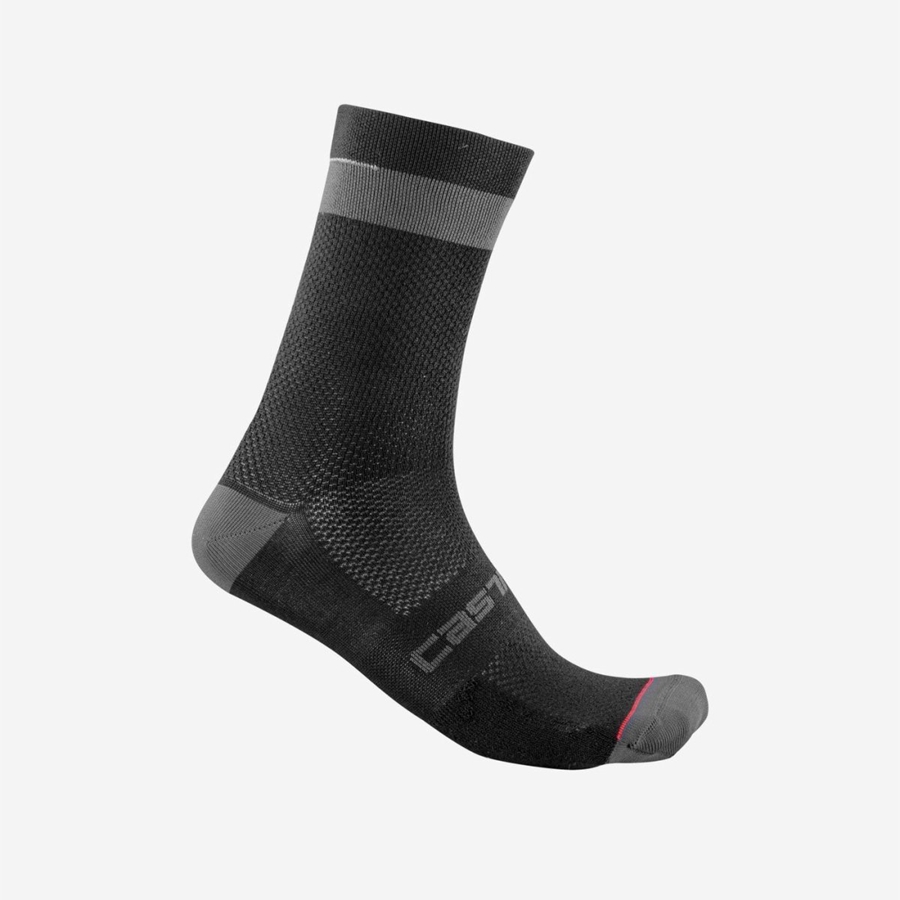 Calcetines Castelli ALPHA 18 Hombre Negras Gris Oscuro | 6895-RHNFA