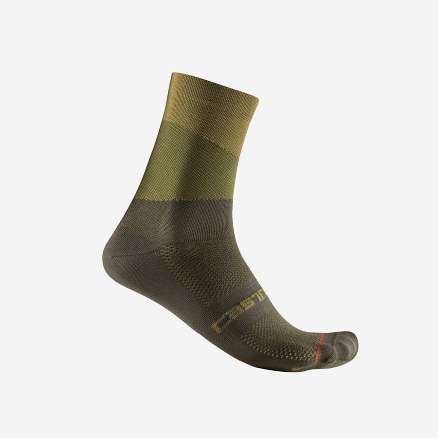 Calcetines Castelli ORIZZONTE 15 Hombre Verde Oliva Verde Oscuro | 7213-KXDOQ