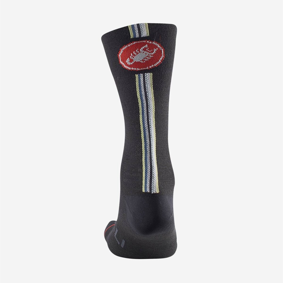 Calcetines Castelli RACING STRIPE 18 Hombre Negras | 9724-QMDSG