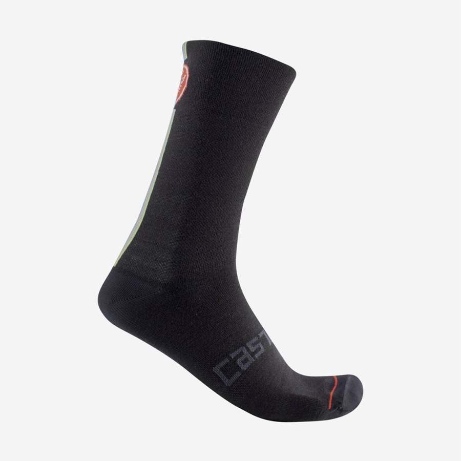 Calcetines Castelli RACING STRIPE 18 Hombre Negras | 9724-QMDSG