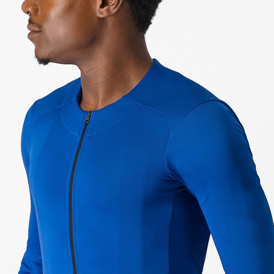 Camiseta Castelli FLY LS Hombre Azules | 4358-QYFVX