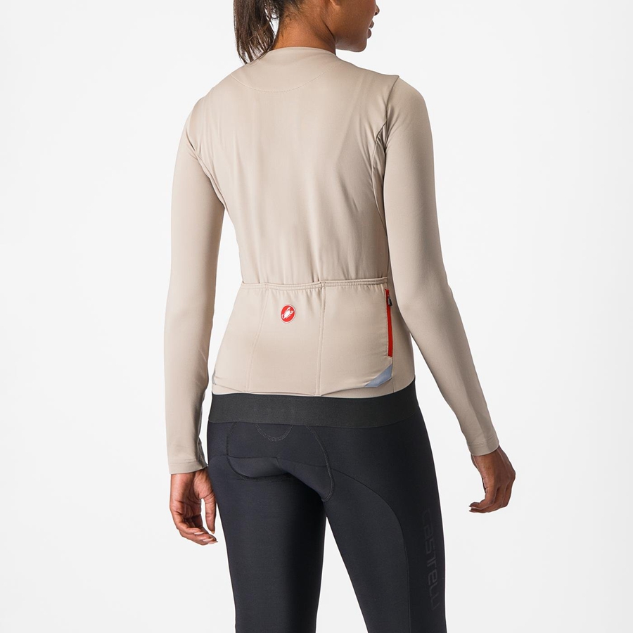 Camiseta Castelli FLY LS W Mujer Gris | 1069-ROPAJ