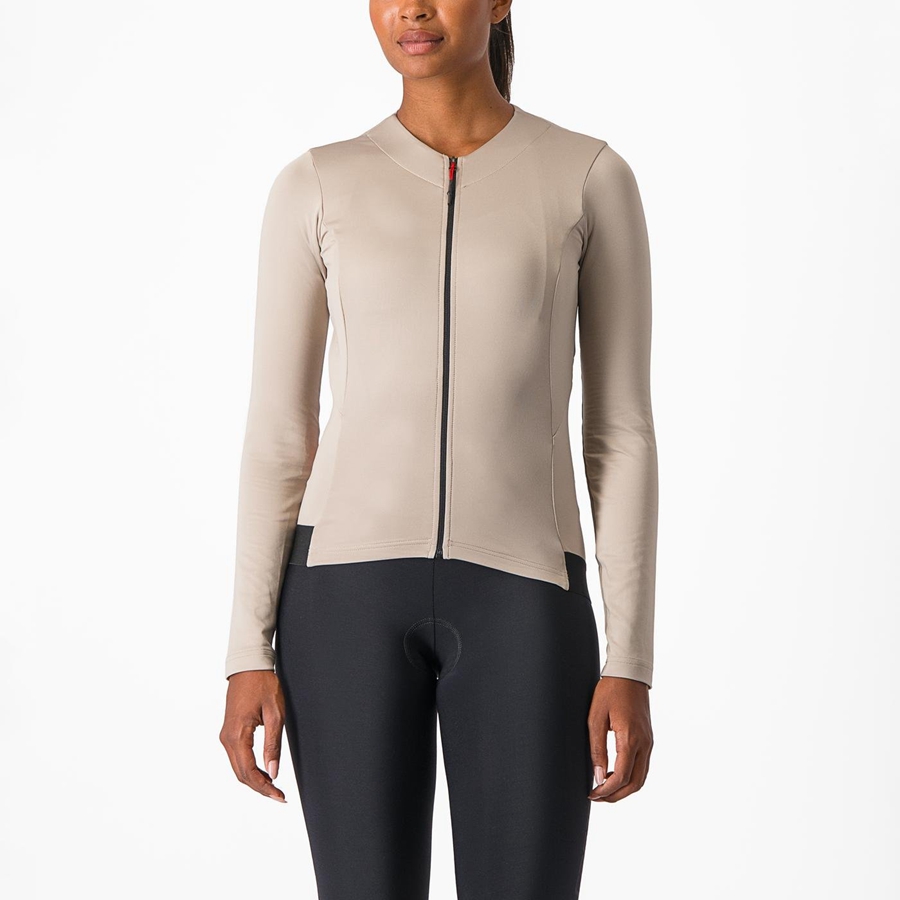 Camiseta Castelli FLY LS W Mujer Gris | 1069-ROPAJ