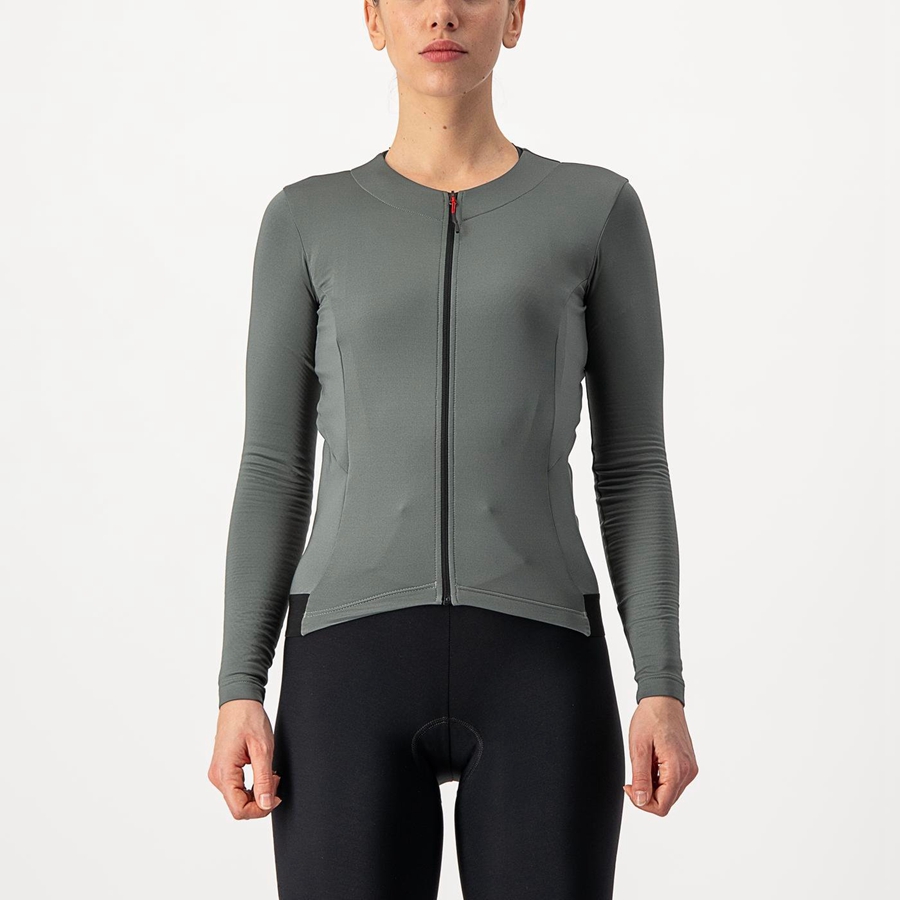 Camiseta Castelli FLY LS W Mujer Gris | 3264-LAKBO