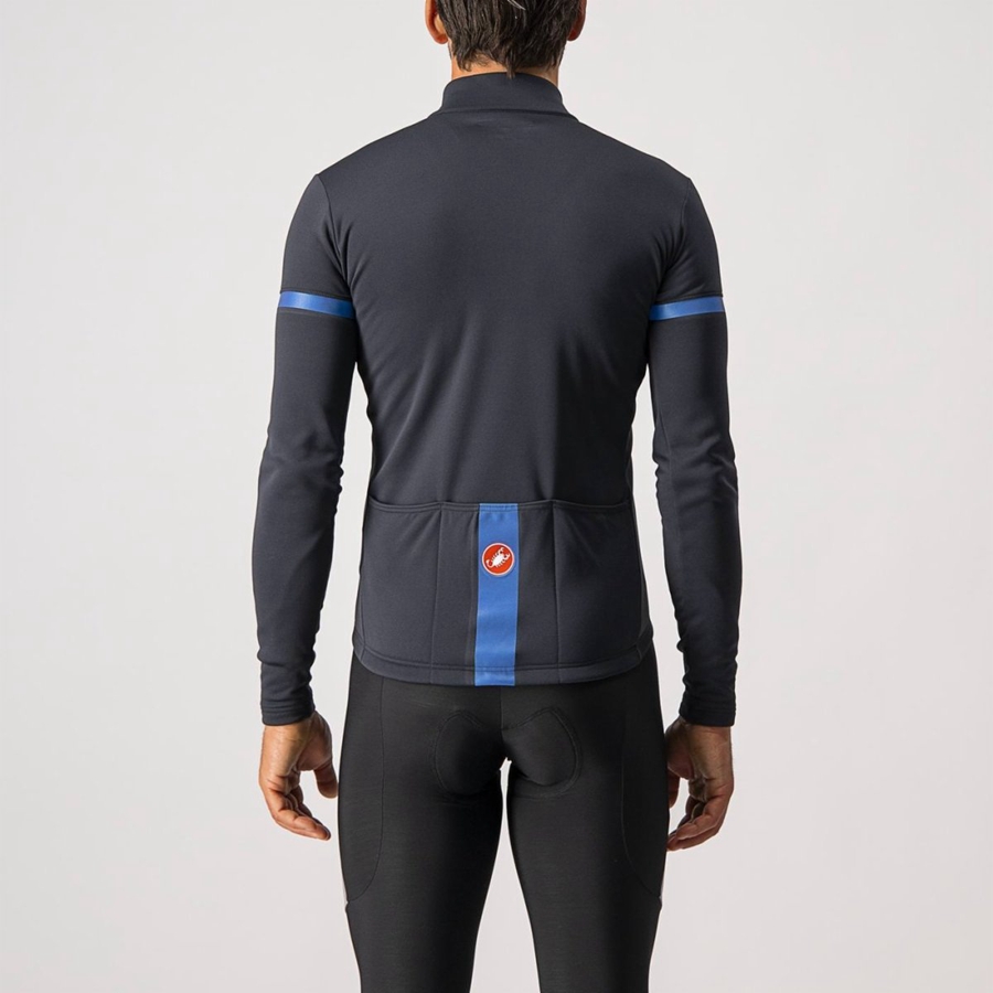 Camiseta Castelli FONDO 2 FZ Hombre Negras Azules | 7013-DBGUK