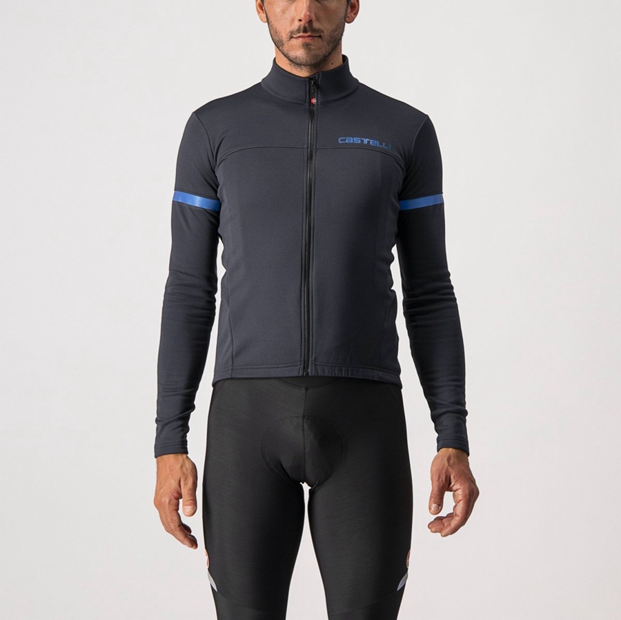 Camiseta Castelli FONDO 2 FZ Hombre Negras Azules | 7013-DBGUK