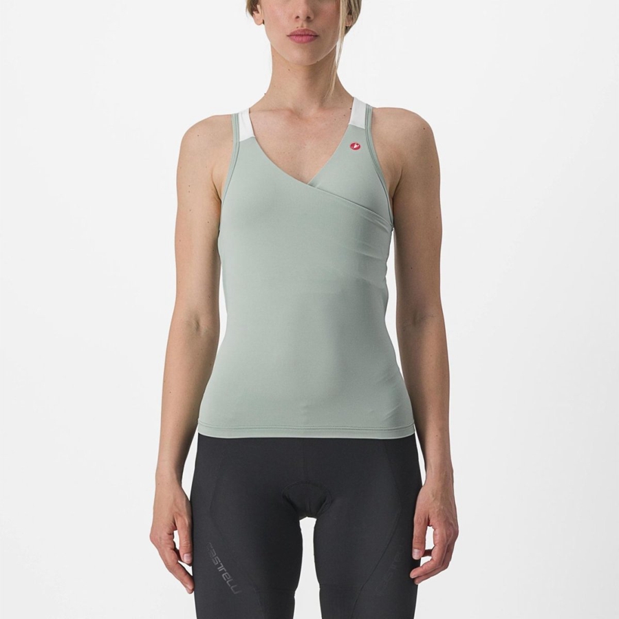 Camiseta Castelli SOLARIS TOP Mujer Verde Blancas | 0528-JIWEB