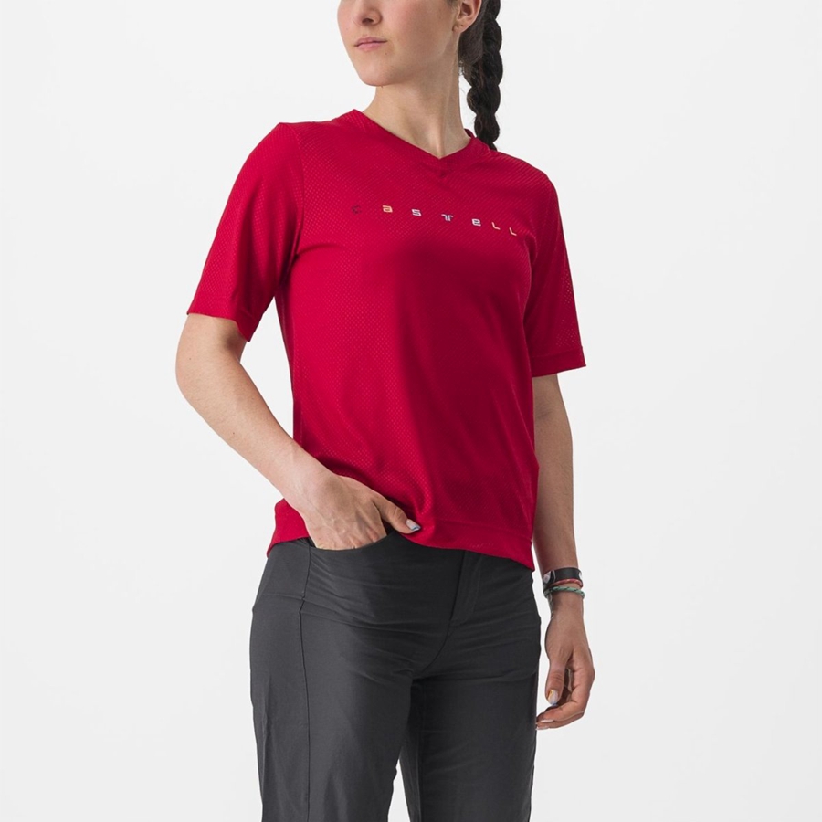 Camiseta Castelli TRAIL TECH 2 W TEE Mujer Rojas Oscuro | 2184-VYAMK