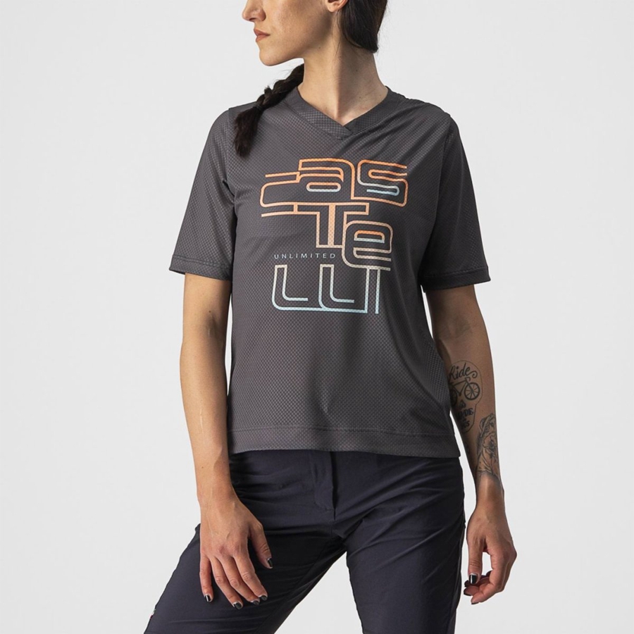 Camiseta Castelli TRAIL TECH W TEE Mujer Gris Oscuro | 6358-JIPQB