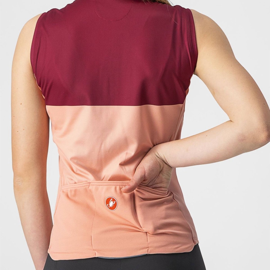 Camiseta Castelli VELOCISSIMA SLEEVELESS Mujer Rosas Burdeos | 9825-SAITX