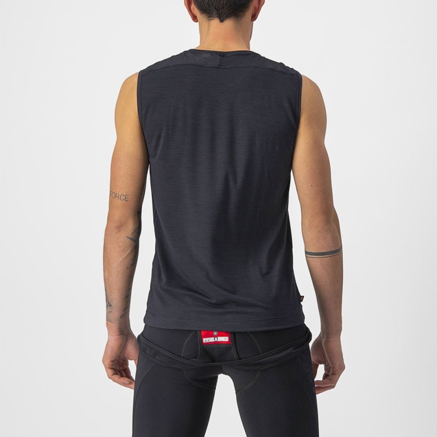 Capa Base Castelli BANDITO WOOL SLEEVELESS Hombre Negras | 0612-GCBKJ