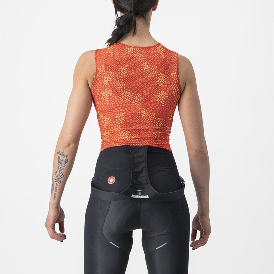 Capa Base Castelli PRO MESH 4 W SLEEVELESS Mujer Naranjas | 9847-JDMIN