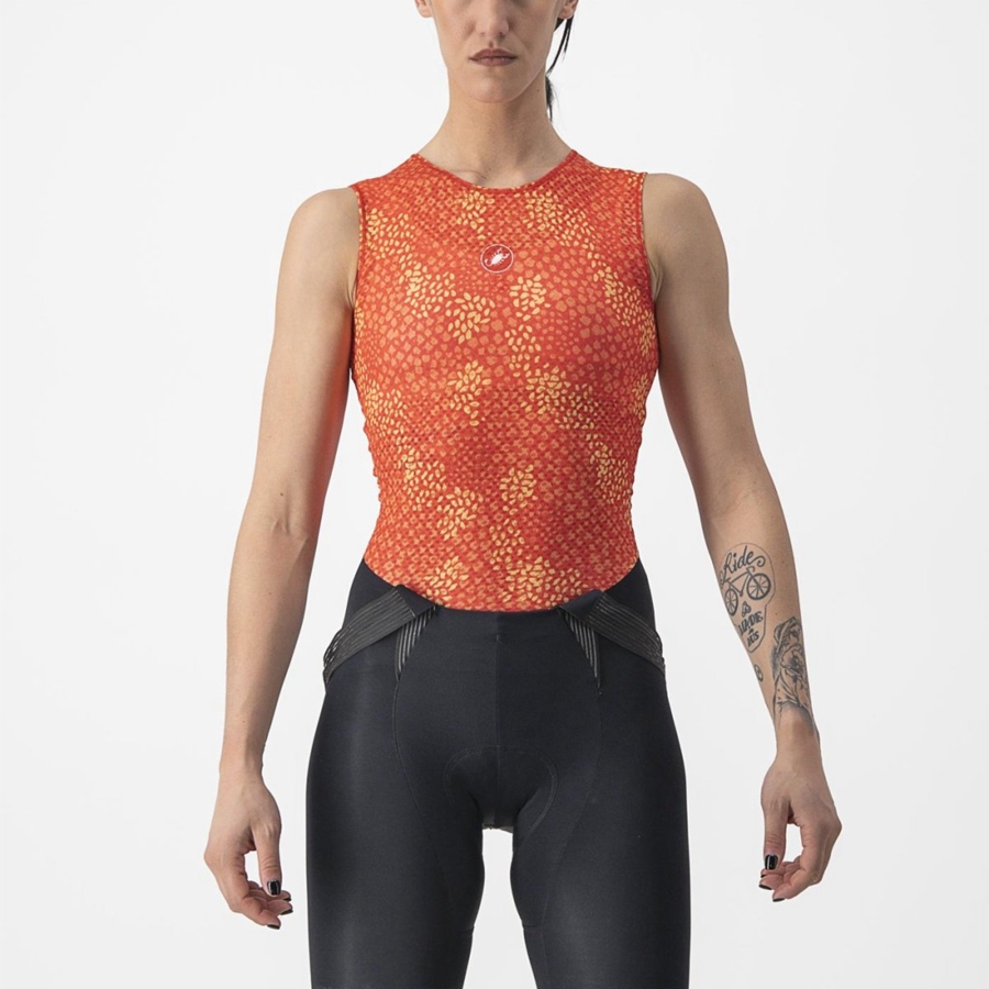 Capa Base Castelli PRO MESH 4 W SLEEVELESS Mujer Naranjas | 9847-JDMIN