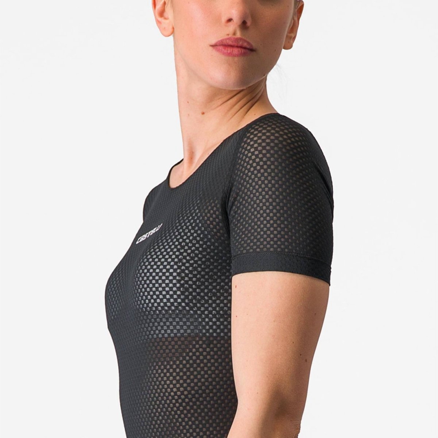 Capa Base Castelli PRO MESH W SHORT SLEEVE Mujer Negras | 7962-CHWZY