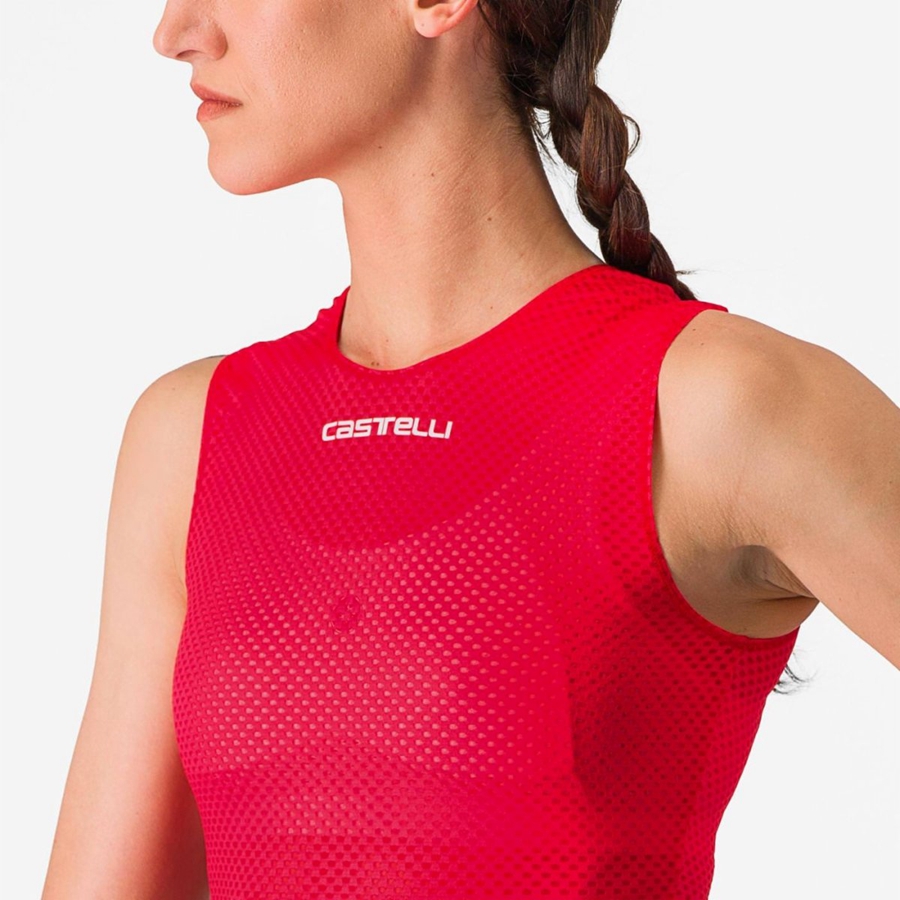 Capa Base Castelli PRO MESH W SLEEVELESS Mujer Rojas | 2948-GZSKH