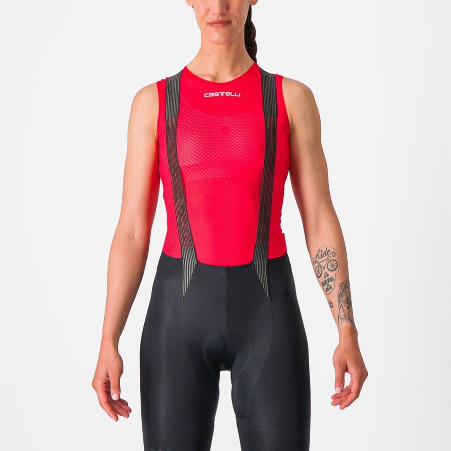 Capa Base Castelli PRO MESH W SLEEVELESS Mujer Rojas | 2948-GZSKH