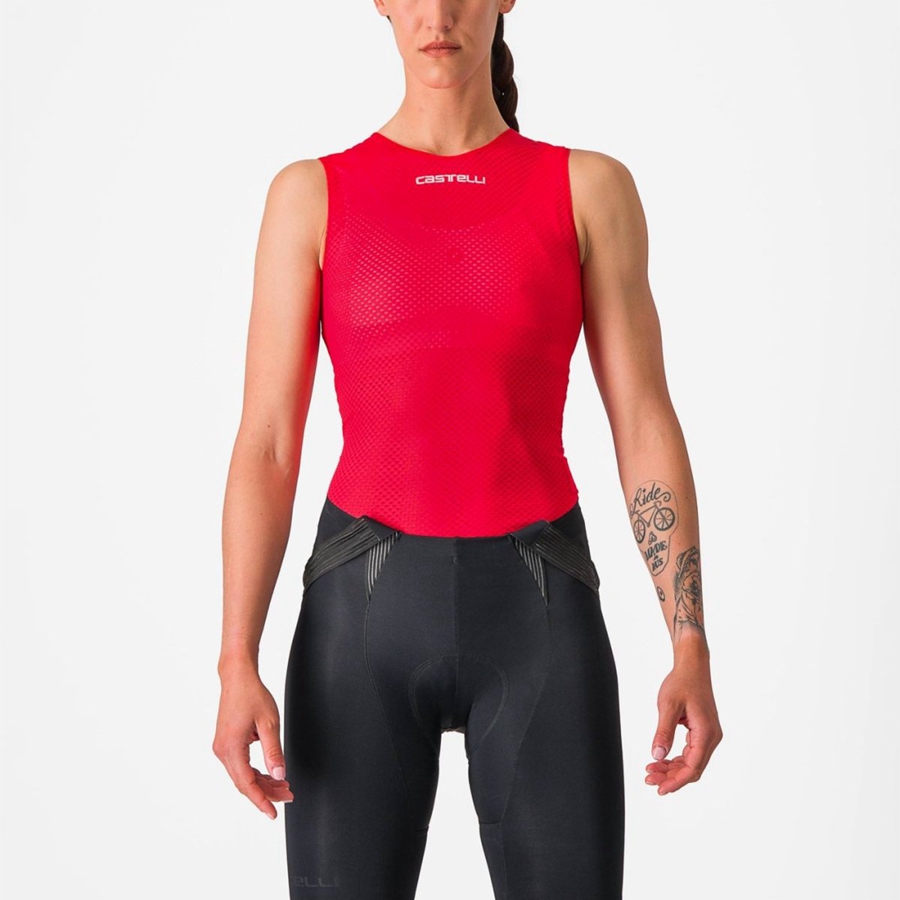 Capa Base Castelli PRO MESH W SLEEVELESS Mujer Rojas | 2948-GZSKH