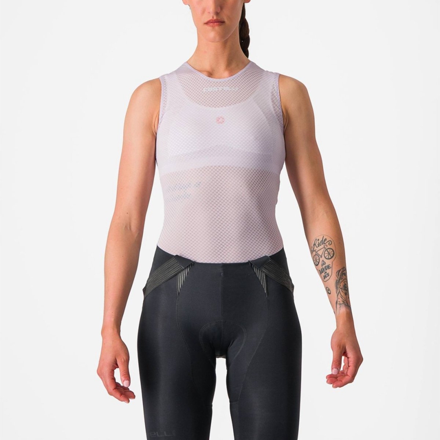 Capa Base Castelli PRO MESH W SLEEVELESS Mujer Moradas Blancas | 6987-VMUFW