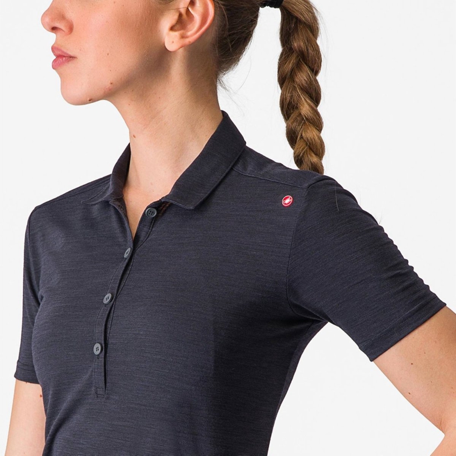 Casual Castelli MERINO W POLO Mujer Negras | 4572-PXYTO