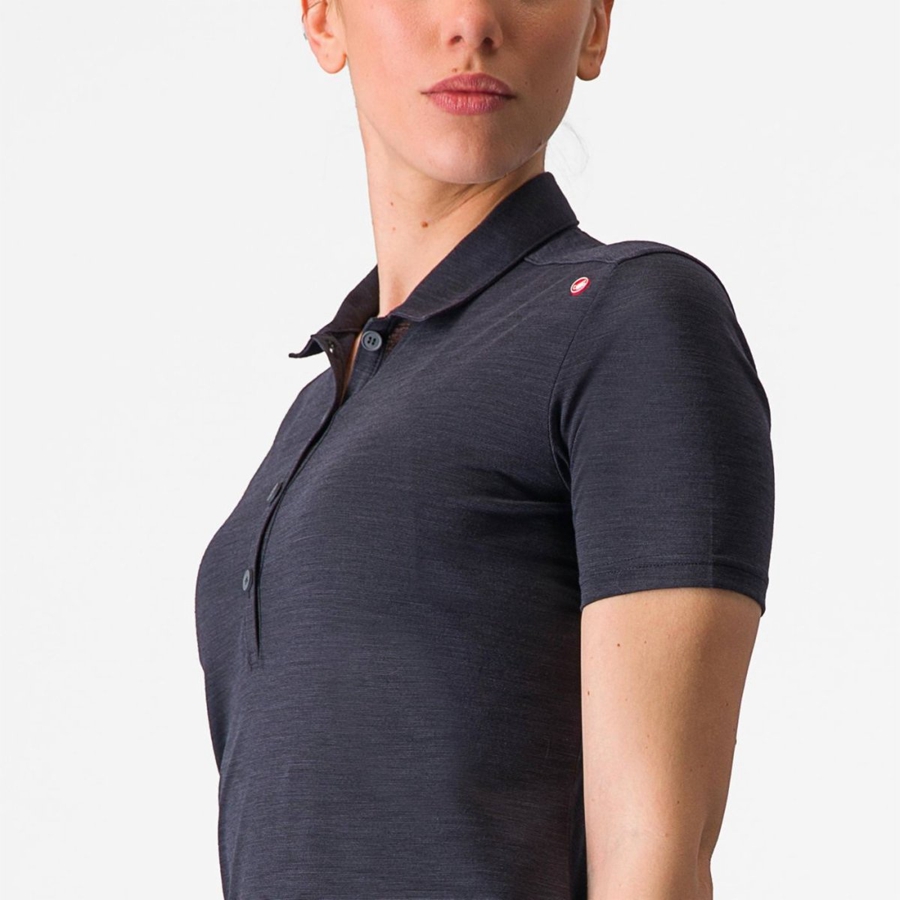 Casual Castelli MERINO W POLO Mujer Negras | 4572-PXYTO