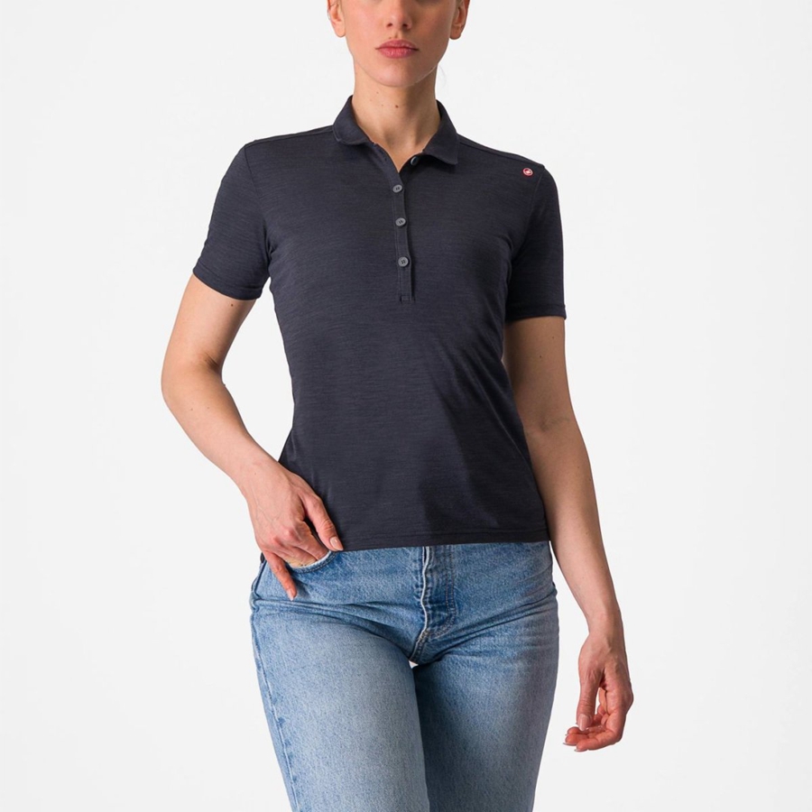 Casual Castelli MERINO W POLO Mujer Negras | 4572-PXYTO