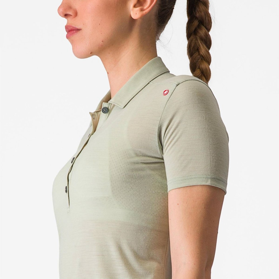 Casual Castelli MERINO W POLO Mujer Verde | 9476-JSVBU