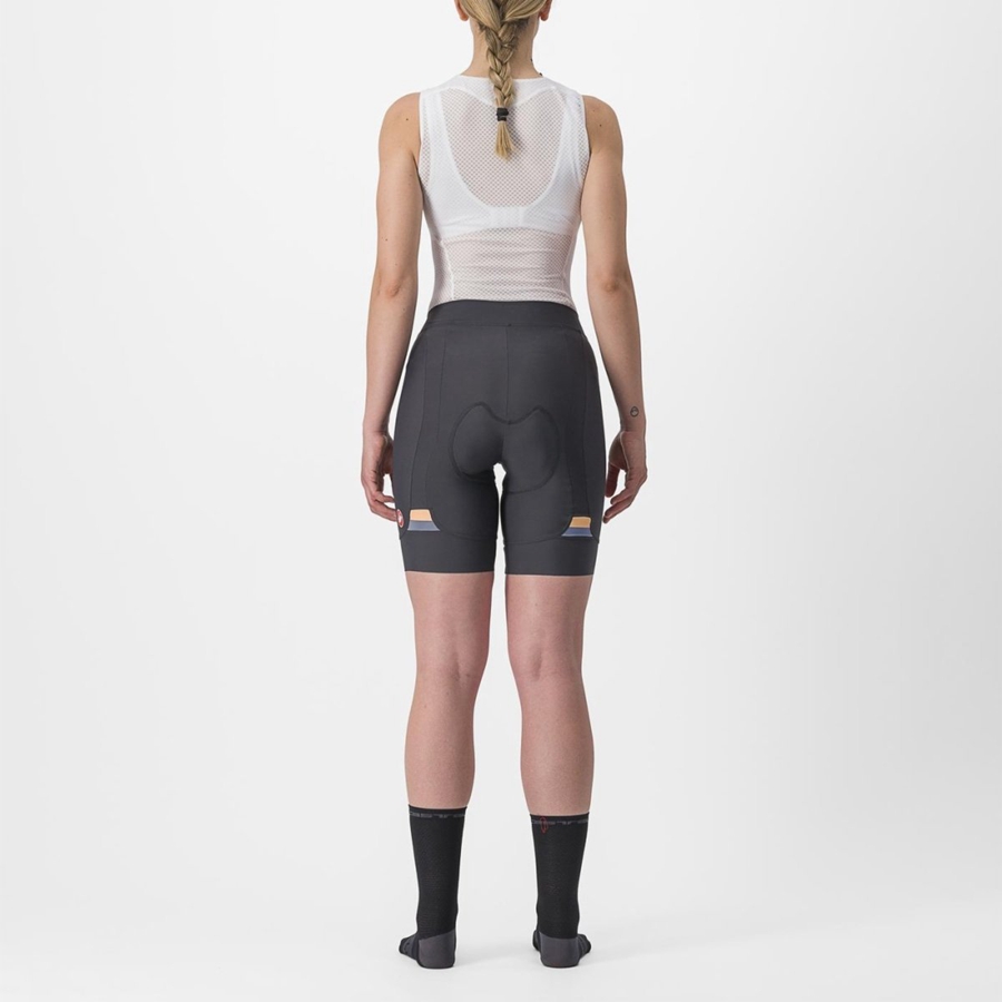 Short Castelli PRIMA Mujer Gris Oscuro Naranjas | 2098-SNKUM