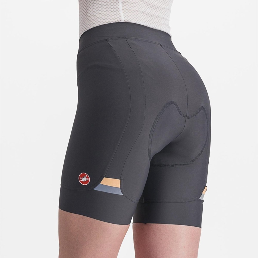 Short Castelli PRIMA Mujer Gris Oscuro Naranjas | 2098-SNKUM