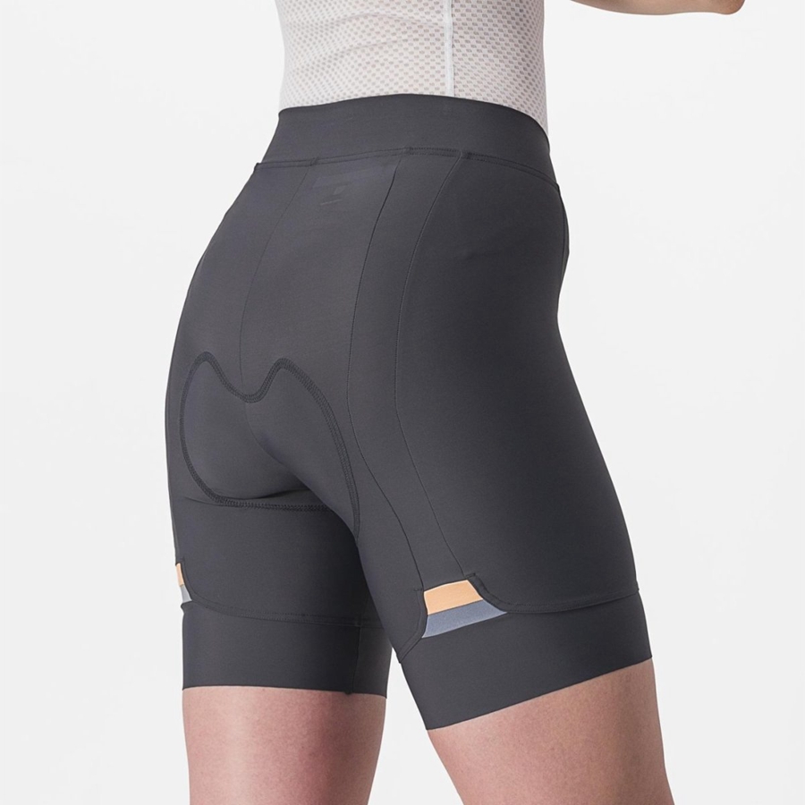 Short Castelli PRIMA Mujer Gris Oscuro Naranjas | 2098-SNKUM