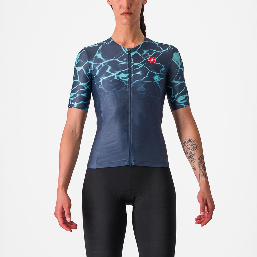 Trajes Castelli FREE SPEED 2 W RACE TOP Mujer Azules Turquesa Claro | 3098-TRSMP